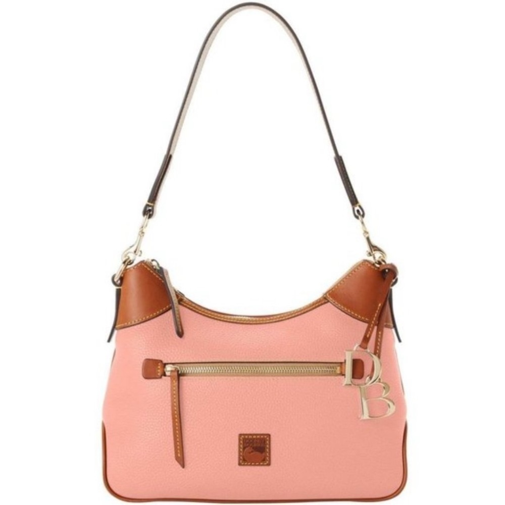 Dooney & Bourke Pebble Grain Hobo Shoulder Bag Blush Dusty Pink/Brown